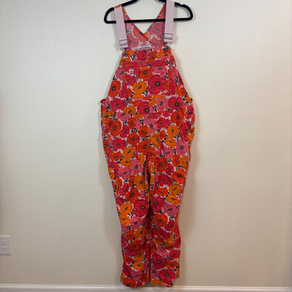 Duluth Trading Co Heirloom Gardening Overalls Womens 1X Pink Floral Gropcore
